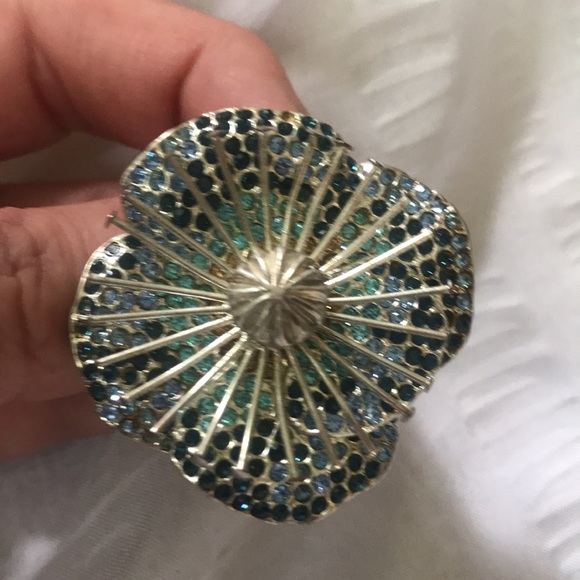 Marc Jacobs Brooch Designer Jewellery blue crystals/rhinestone flower - Picture 15 of 16